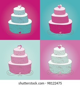 set of four cakes