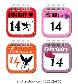 Set of four calendar sheets made with the occasion of Valentines Day