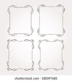 Set of four calligraphic frame and page decoration. Vector illustration