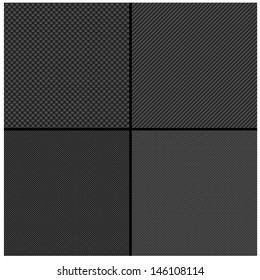 Set of Four Carbon Fiber Patterns. Vector illustration.