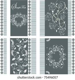 SET OF FOUR CARD WITH FLORAL BACKGROUND
