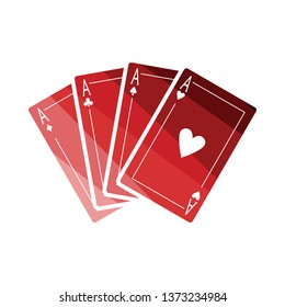 Set of four card icons. Flat color design. Vector illustration.