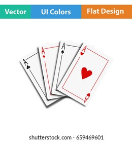 Set of four card icons. Flat color design. Vector illustration.