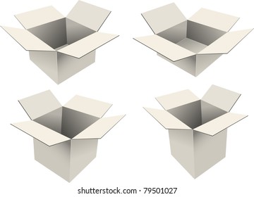 Set of four cardboard boxes
