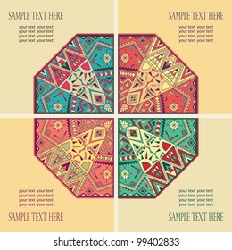 set of four cards with abstract design