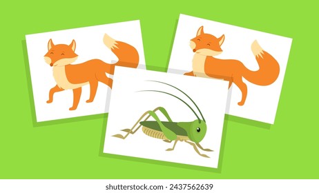 Set of four cards with animals. Vector illustration in flat style.