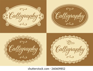 set of four cards with calligraphic text calligraphy