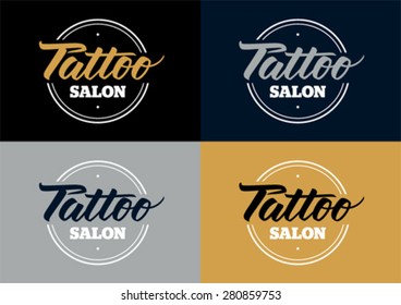 set of four cards with calligraphic text tattoo salon