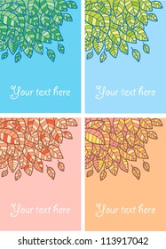 Set of four cards with leaves