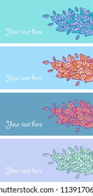 Set of four cards with leaves