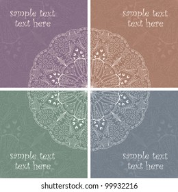 set of four cards with stylish lace decoration