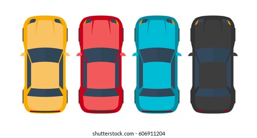 Set of four cars. Vector flat illustration