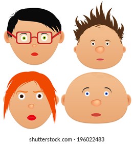 Set of four cartoon characters.
