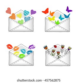 Set Of Four Cartoon Icons - Envelopes