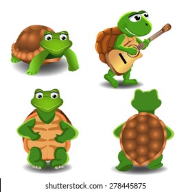 set of four cartoon turtles