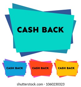 Set of four cash back stickers with abstract colorful geometric forms. Vector illustration
