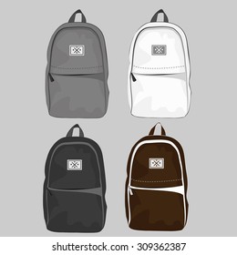 Set of four casual and style backpack