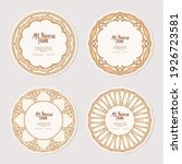 Set of four cercle label, decorative frame, border in art nouveau style, vintage, old, retro style. Tamplate good for product label with place for text. Vector illustration