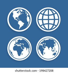 Set of four characters globe for your design works