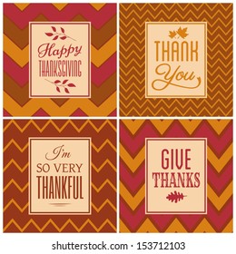 A set of four chevron background cards for Thanksgiving Day.