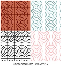Set of four Chinese style overlap circle pattern