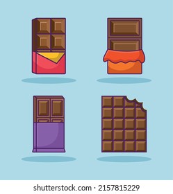 conjunto de cuatro barras de chocolate
