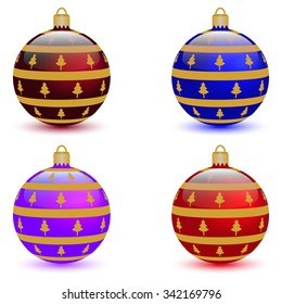 set of four Christmas balls