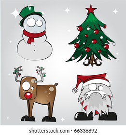 Set of Four Christmas Character Illustrations 2