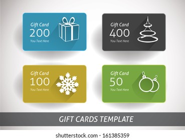 set of four christmas gift cards