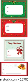 A set of four Christmas gift tags, vector format.