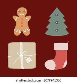 set of four christmas icons