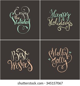 Set of four Christmas and New Year typography elements. Vector art. Perfect design for posters, flyers and banners. Xmas design.