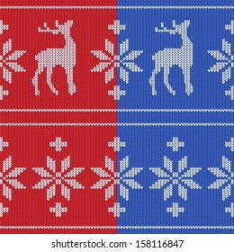 Set of four Christmas patterns. Seamless knitted background.