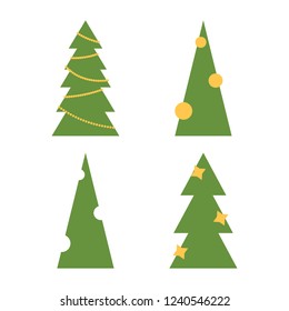 Set of four Christmas trees in the style of flat