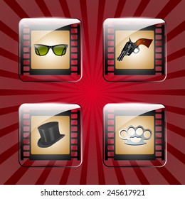 Set of four cinema icons