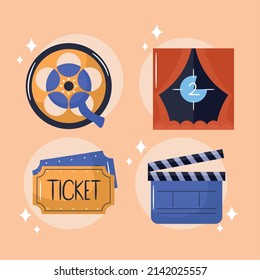 set of four cinema items