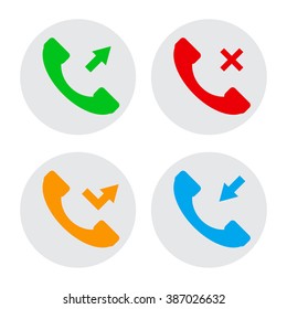Set of four circle buttons with different phone symbols. eps10