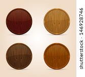 Set of four circle wooden buttons, illustration.