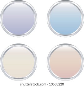 Set of four circle-shaped soft-colored website buttons (vector)