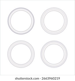 Conjunto de quatro quadros circulares: padrões entrelaçados sutis