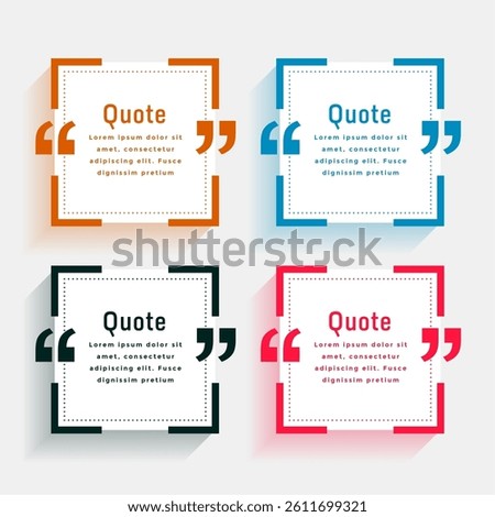 set of four citation double comma template design vector