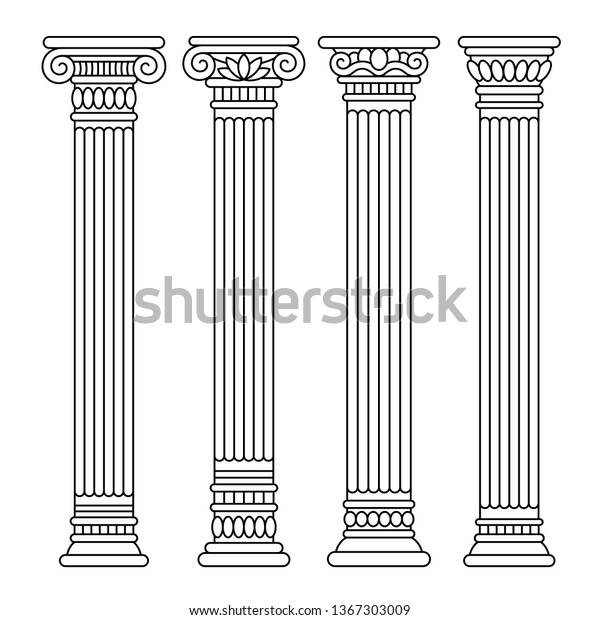 古代ギリシャ ローマの柱 柱 命令の4つのセット のベクター画像素材 ロイヤリティフリー