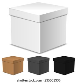 Set of four closed vector boxes isolated on white