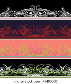 Set Of Four Color Border Design Elements