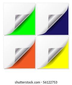 Set of four color curled corners of  pages-Vector.