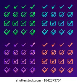 A set of four color options for checkmark buttons. Designed for websites, mobile apps and other developers.