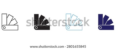 Set of four color swatch fan deck icons in outline and solid styles