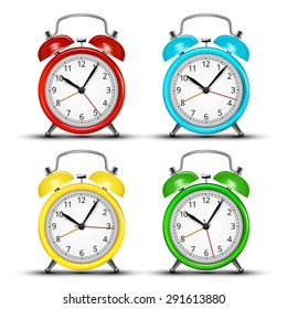 Set Four Colored Alarm Clocks Vector Stock Vector (Royalty Free ...