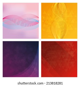 a set of four colored background with a lot of waves
