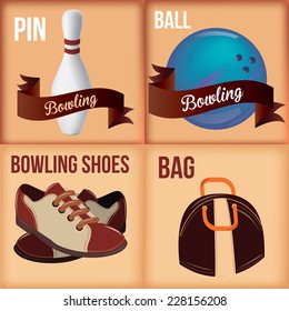 a set of four colored backgrounds with bowling related elements